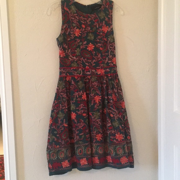 Adelyn Rae Dresses & Skirts - Anthropologie crewel embroidered fabric dress